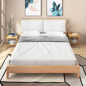 Conjunto de 2 mesas de cabeceira de bambu Mesa de apoio de 2 níveis com Estante compacta para sala de estar Quarto 40 x 40 x 45 cm Natural