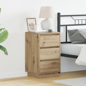 Armário de Cabeceira com LED Carvalho Artesanal 39 x 34.5 x 65 cm Mad