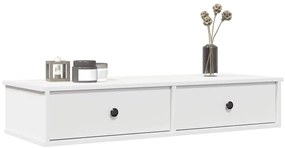 Prateleira parede c/ gavetas 100x37,5x19cm deriv.madeira branco