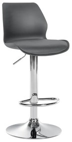 Banco alto Gilbert em plástico com estrutura cromada 82-102 x 39 x 42 cm Cinzento