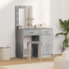 Conjunto de Mesa de Maquilhagem de 2 Peças com LED em Madeira de Engen