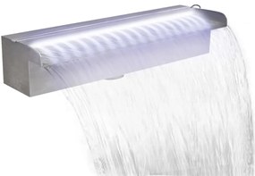 41672 vidaXL Fonte para piscina retangular com LEDs 45 cm aço inoxidável