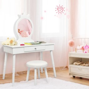 Conjunto de toucador e cadeira infantil com espelho e gavetas para maquiagem 70 x 34 x 100 cm branco