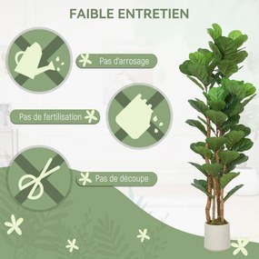 Planta artificial de interior de 150 cm – Figueira-lira artificial com vaso de plástico e tronco de madeira maciça, verde