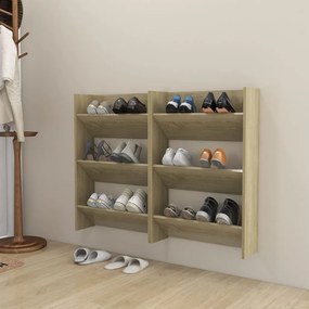 Sapateiras de parede 2 pcs 60x18x90 cm contrap. carvalho sonoma