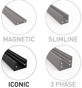 Sistema de iluminação de trilho moderno com 5 focos pretos fumê monofásicos - Iconic Jeana