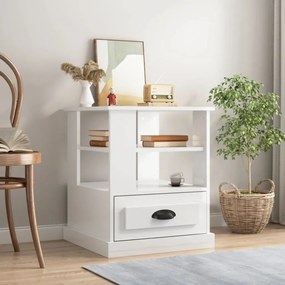 vidaXL Mesa de apoio 50x50x60 cm derivados de madeira branco brilhante