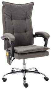vidaXL Cadeira de escritório c/ função de massagem tecido cinzento