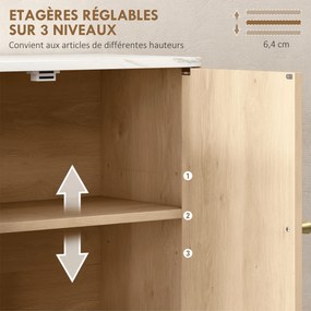 Armário de parede para casa de banho 60 x 18 x 70 cm, móvel de arrumação com compartimento aberto e prateleira ajustável, em cor carvalho