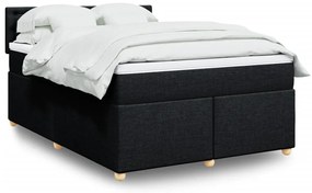 vidaXL Cama com molas/colchão 140x200 cm tecido preto