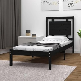 Estrutura de cama 100x200 cm madeira maciça preto