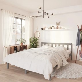 vidaXL Estrutura de cama 140x200 cm pinho maciço cinzento