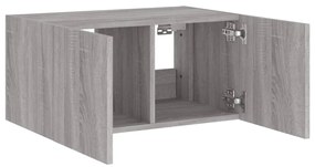 Móvel de parede p/ TV c/ luzes LED 60x35x31 cm cinzento sonoma