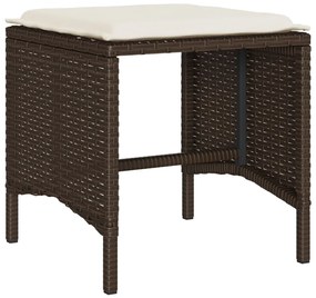 6 pcs conjunto de sofás jardim c/ almofadões vime PE castanho