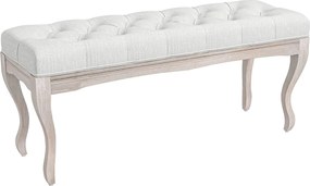 Banco “Ingrid” – Estilo Vintage com Assento Acolchoado e Pés de Madeir