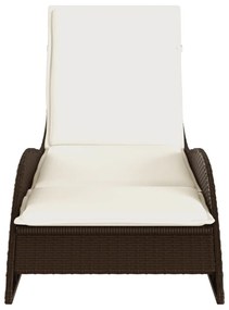 Espreguiçadeira com almofadão 60x205x73 cm vime PE castanho