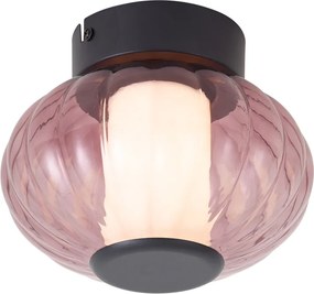 Plafon de Design Preto 18cm com Vidro Roxo Incl. LED Regulável em 3 Passos - Margherite