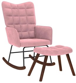 Cadeira de baloiço com banco veludo rosa