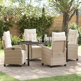 vidaXL Conjunto de Jantar de Jardim com 5 Peças em Rattan Bege