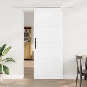 Porta Deslizante vidaXL com Conjunto de Hardware Branca 86x211 cm Madeira Sólida Pinus