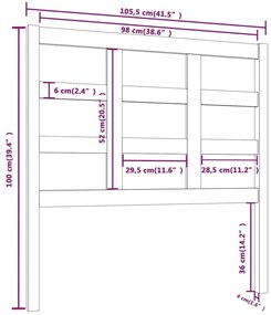 Cabeceira de cama 105,5x4x100 cm pinho maciço cinzento