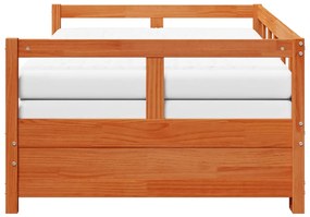 Sofá-cama com gavetão e colchões 90x190 cm pinho castanho-mel