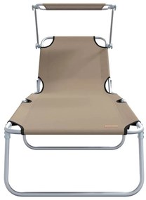 Espreguiçadeiras Dobráveis 2 pcs com Teto Taupe 600D Oxford Fabric