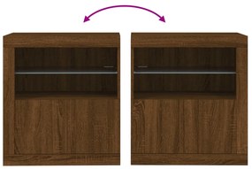 Aparador com luzes LED 60,5x37x67 cm carvalho castanho