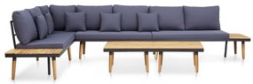 7 lugares conjunto lounge jardim + almofadões acácia castanho