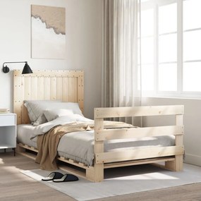 vidaXL Estrutura de cama com cabeceira 100x200cm pinho maciço