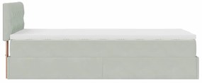 Estrutura cama otomana colchão 80x200 cm veludo cinzento claro