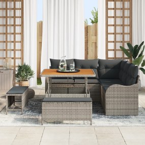 Conjunto de Sofás de Jardim vidaXL de 8 Peças com Almofadas Cinza de P