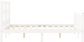 Cama sem colchão 140x200 cm madeira de pinho maciça branco