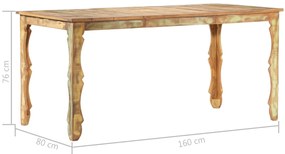 Mesa de jantar 160x80x76 cm madeira recuperada maciça