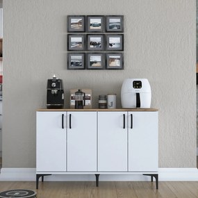 Armário Multiusos JE162 – Branco e Nogal – 120x78,6x40 cm