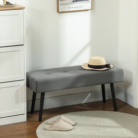 Banco para colocar ao pé da cama, estofado em veludo canelado e com pés em aço preto, capacidade de carga de 220 kg, 100 x 36 x 45 cm, cinzento