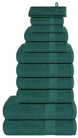 vidaXL 12pcs Conjunto toalhas banho 360 gsm 100% algodão verde