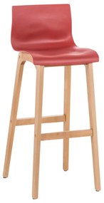 Banco de bar Hoover em plástico e com estrutura de Cor Natural 41 x 101 x 46 cm Vermelho