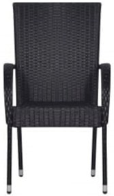 3 pcs conjunto de jantar para jardim preto