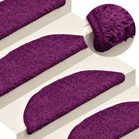 vidaXL Tapetes de escada 30 peças 56x17x3 cm rosa semicircular