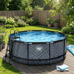 Piscina redonda Stone ø360x122cm com bomba de filtragem - Cinzenta
