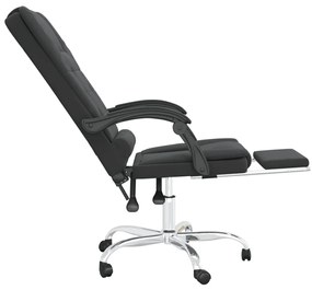 Cadeira escritório massagens reclinável couro artificial preto