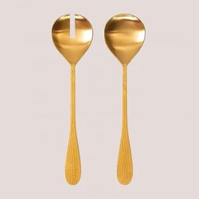 Conjunto De 2 Talheres Para Salada Em Aço Inoxidável Aina Ouro Fosco - Sklum