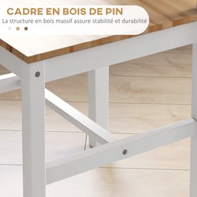 Conjunto de 4 cadeiras de design em estilo rústico, com estrutura branca (MESA NÃO INCLUÍDA)