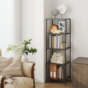 Estante de arrumação de vidro, aço com 5 prateleiras 35 x 40 x 124,5 cm preto