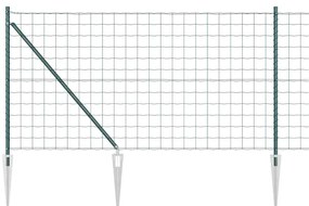 Cerca Européia com 7 Postes de Aço Galvanizado Verde 1x10 m