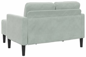 Sofá 2 lugares com Chaise em L 125 cm veludo cinzento-claro