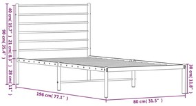 Estrutura de cama sem colchão com cabeceira 75x190 cm branco
