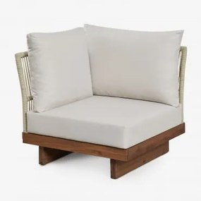 Módulo De Canto Para Sofá Modular De Jardim Em Madeira De Acácia E Corda Trançada Dailin Castanho Acácia - Sklum