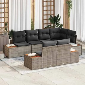 vidaXL Conjunto de Sofá de 7 Peças com Almofadas Cinza Rattan Acácia